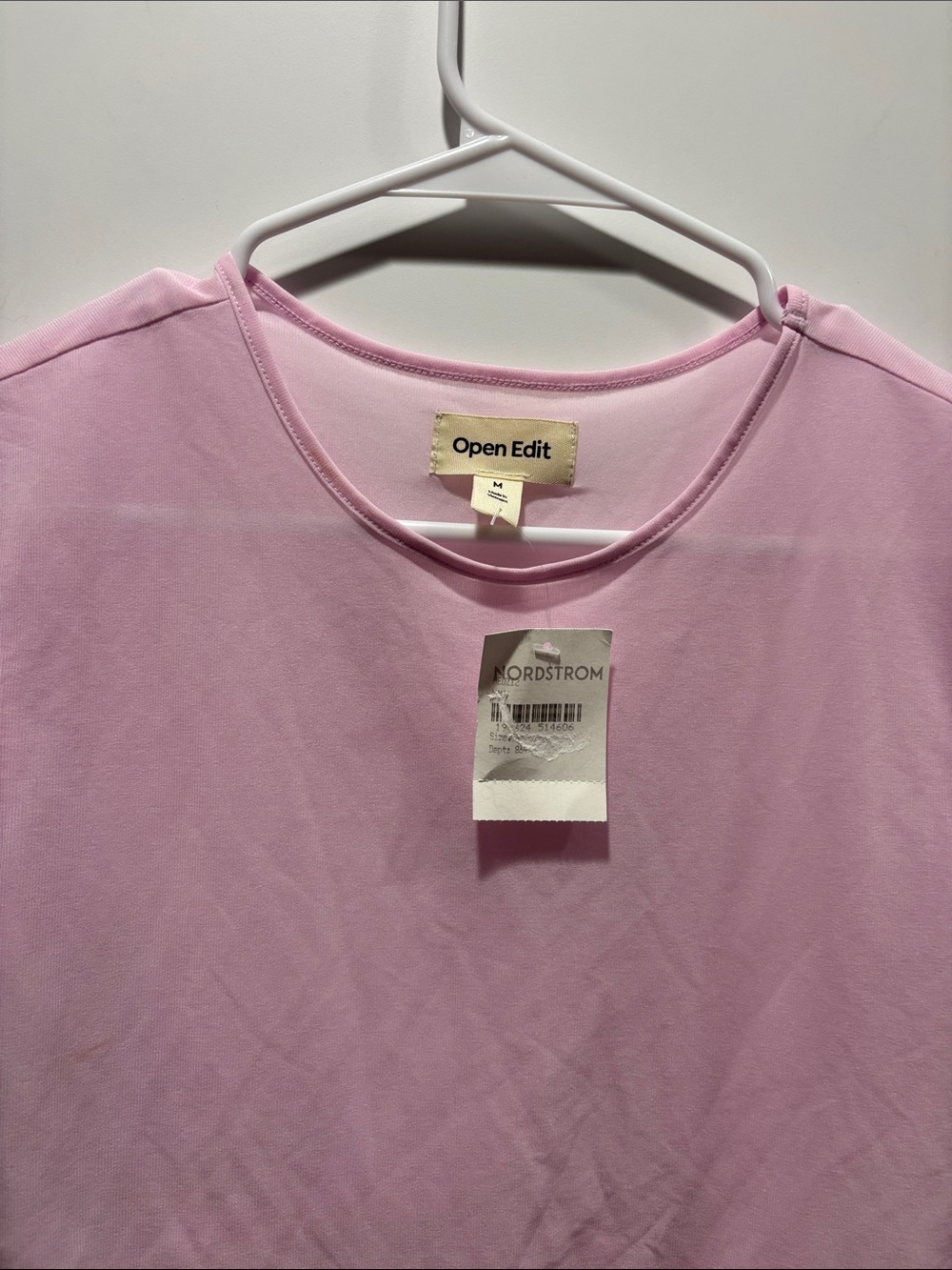 Open Edit Light Pink Crewneck Tee Sheer NWT size medium - Picture 2 of 3